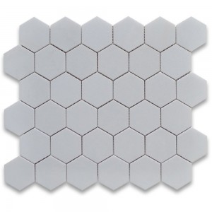 Thassos White  Marble Hexagon polished Mosaic 2 inch 
